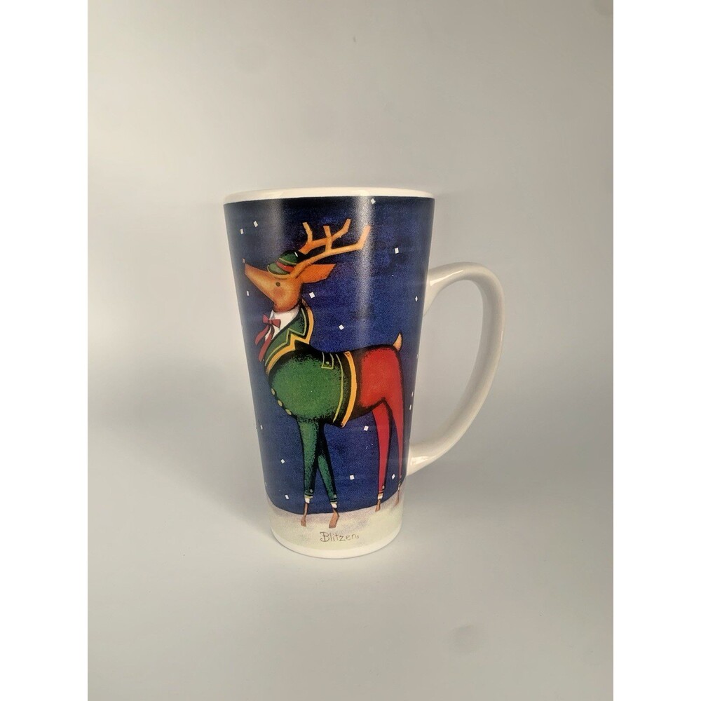 Certified International Blitzen Reindeer Mug 16 oz Rebecca Ruegger Christmas
